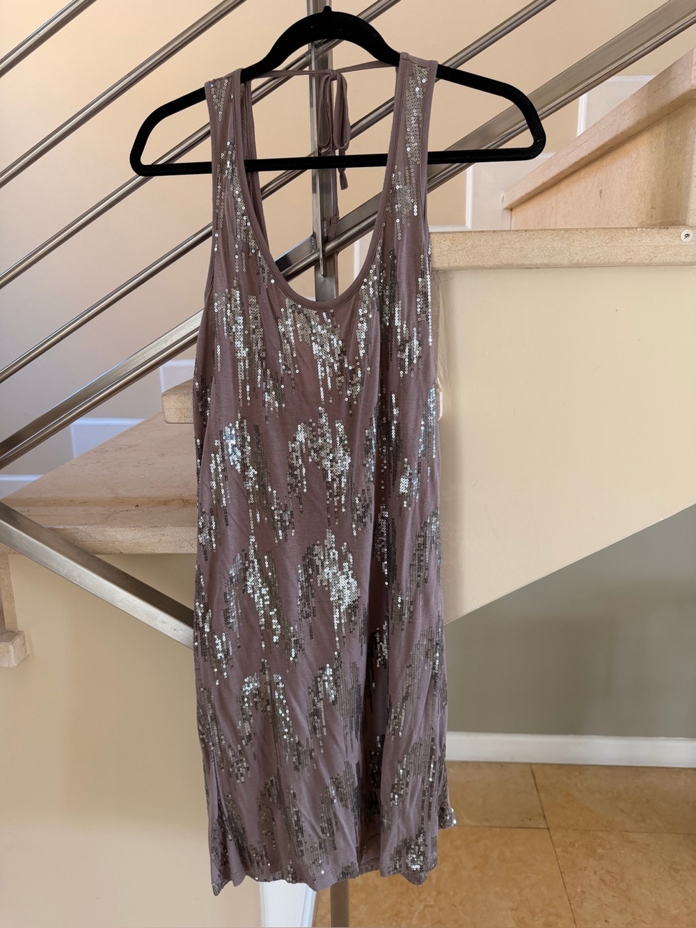 Velvet Mauve-Taupe Sequin Slip Dress